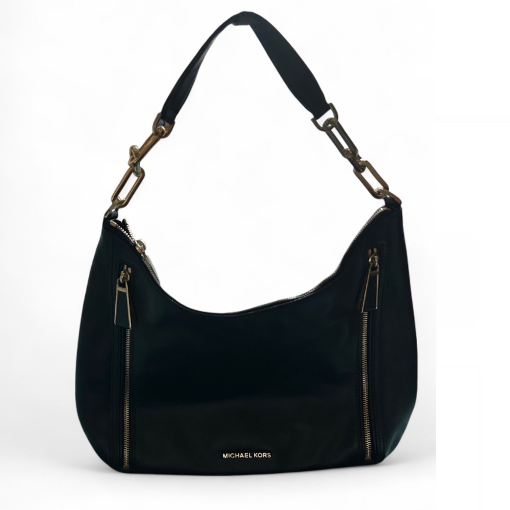 MICHAEL Michael Kors Matilda Pebbled Leather Shoulder Bag / Hobo in Black